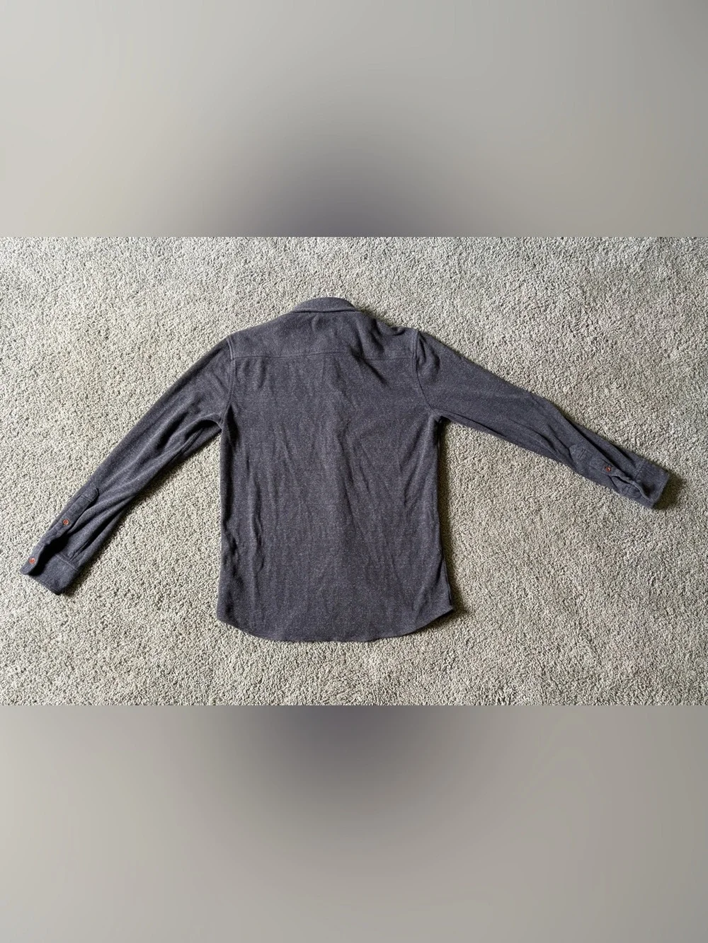 Faherty Knit Alpine Shirt Charcoal Heather Mens Size S Organic Cotton Stretch